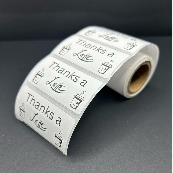 Set of 100 Handmade "Thanks a Latte" Stickers - Picture 2 of 4